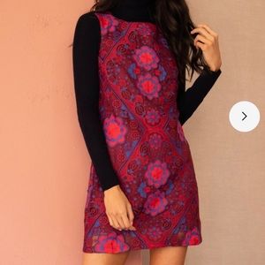 Red eyelet mini dress